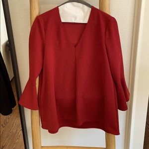 Crimson red Tibi bell sleeve top